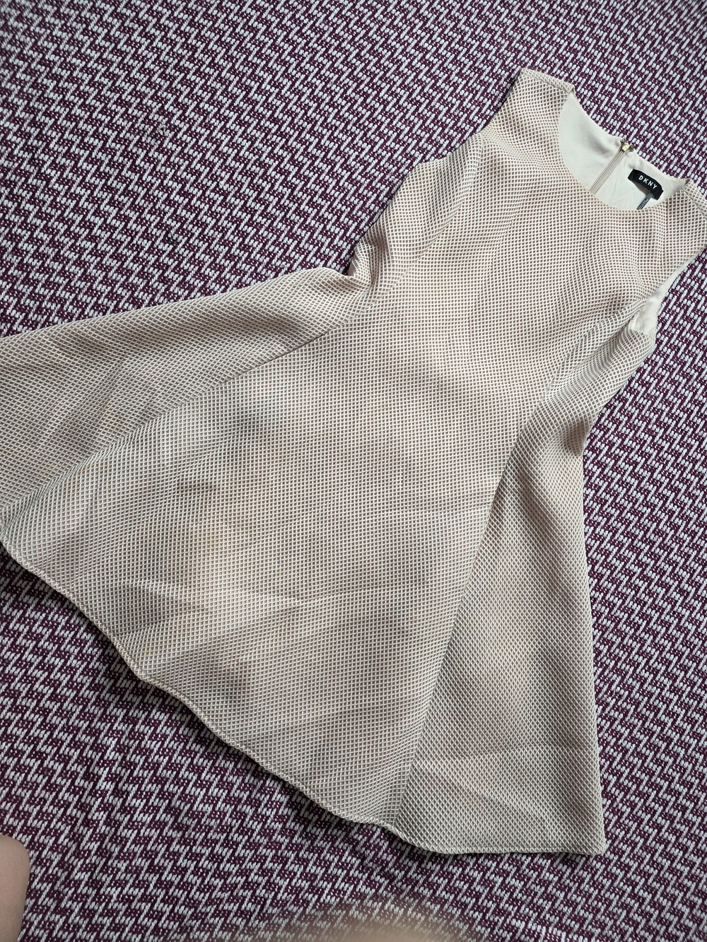 DKNY Textured Sleeveless Fit-and-Flare Dress in Light Pink